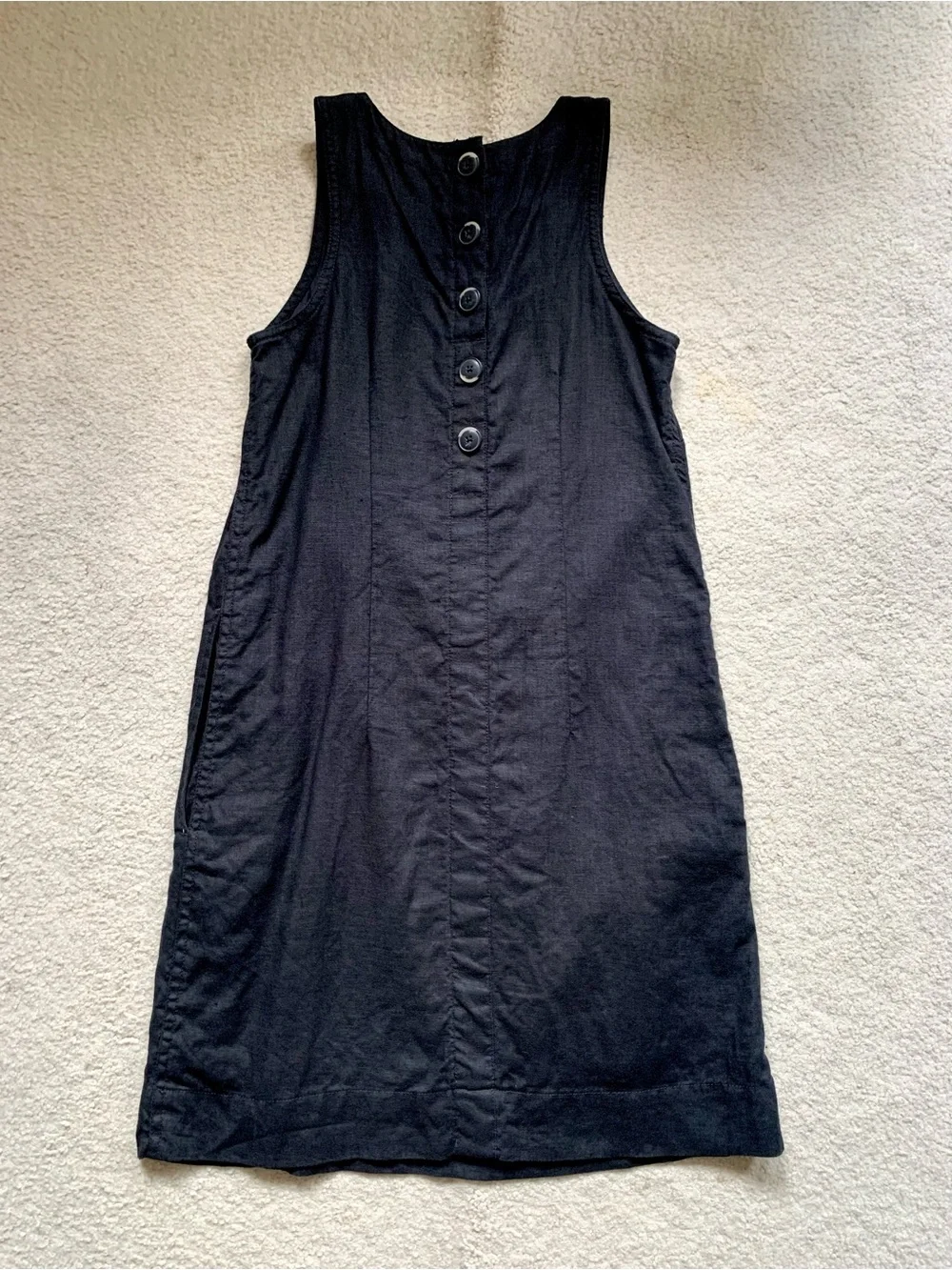 J Crew/ Linen Sleeveless Dress, size XXSP, Black, no sleeve, minimalist